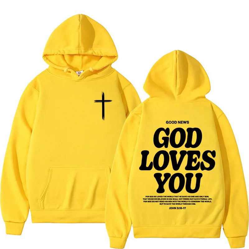 Harajuku Aesthetic Christian Jesus Church Hoodie Bible Verse God Loves You Hooded Men'S Women Vintage Sweatshirts Streetwear Y2K