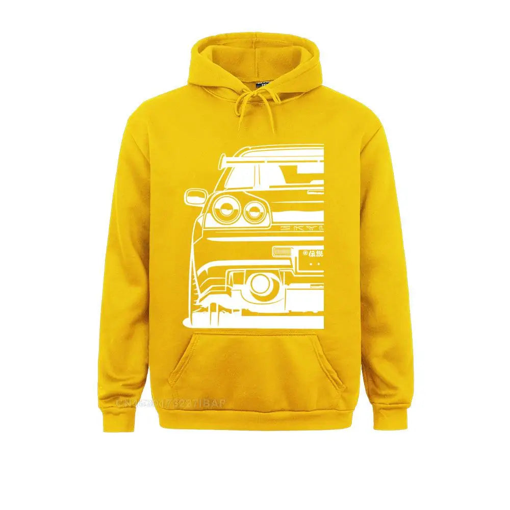 Kawaii Skyline R34 JDM GTR Hallowmas Sportswear Casual Unisex Slim Homme Classic Oversized Hooded Pullover Harajuku Streetwear