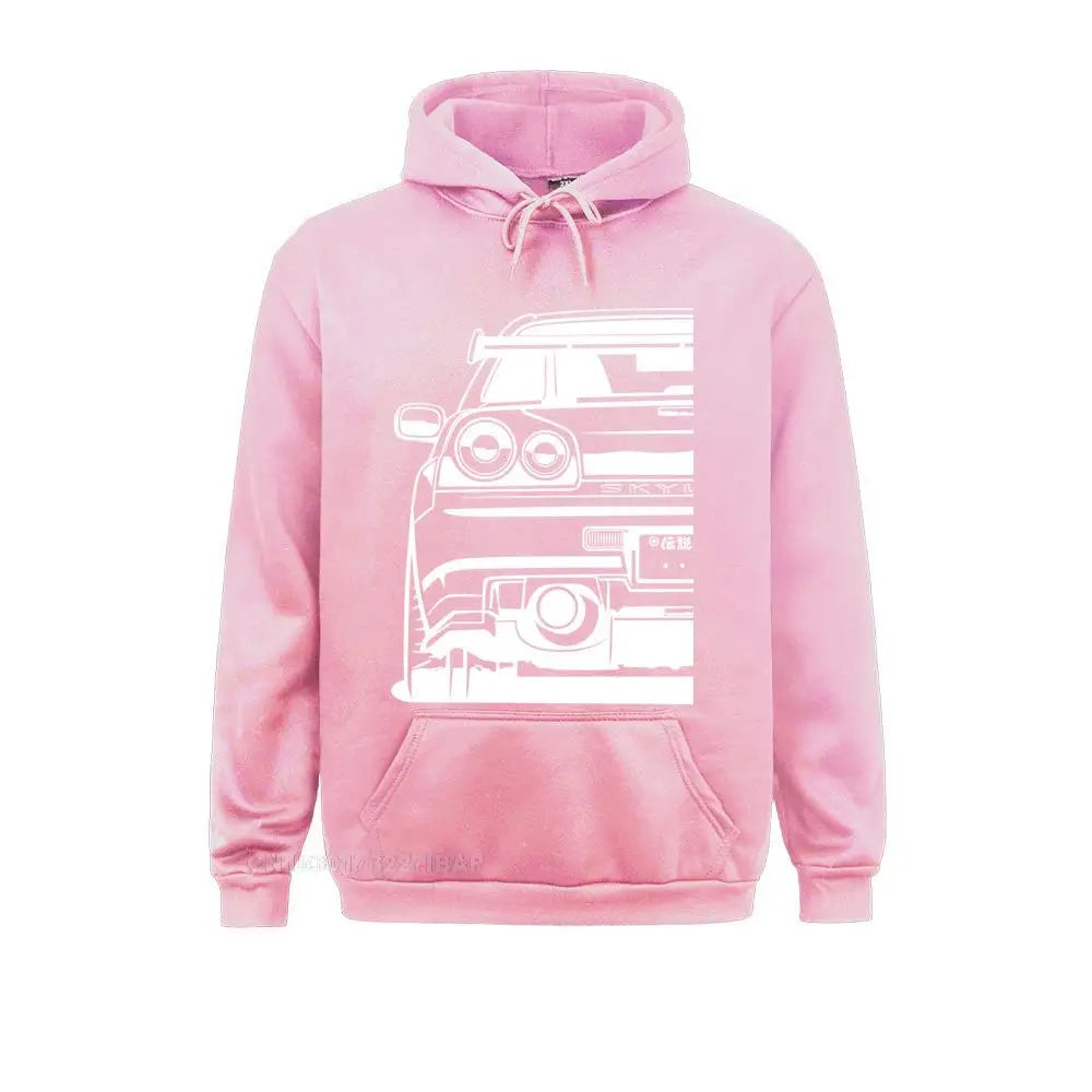 Kawaii Skyline R34 JDM GTR Hallowmas Sportswear Casual Unisex Slim Homme Classic Oversized Hooded Pullover Harajuku Streetwear